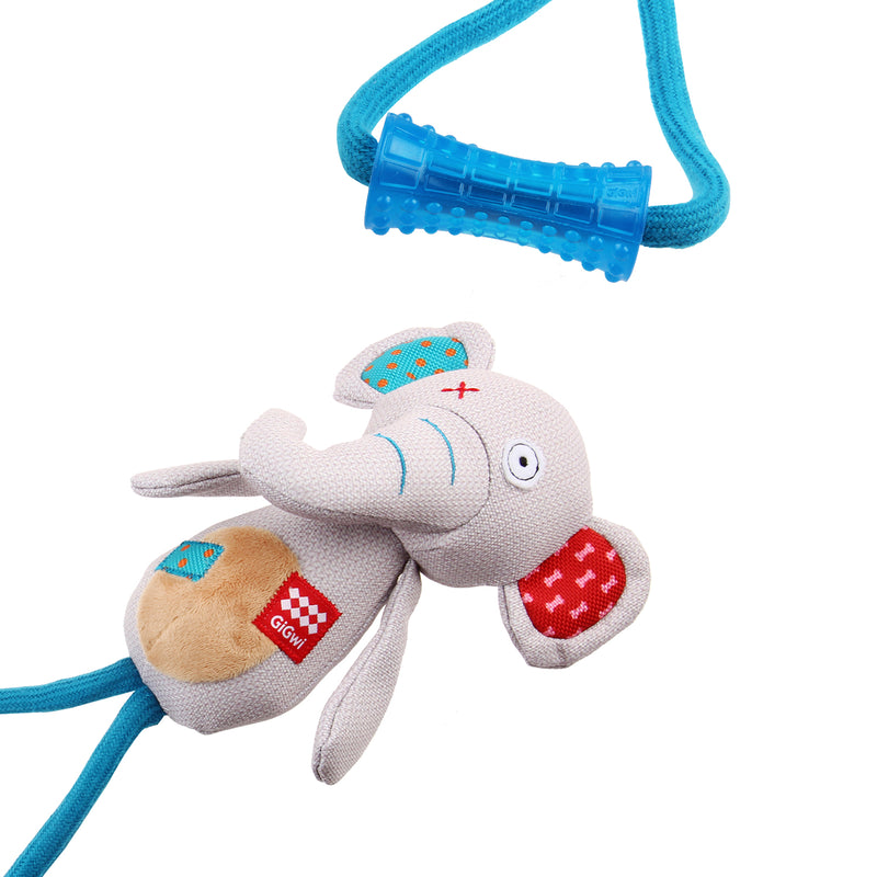 Peluche Elefante de tela con cuerda para mascota