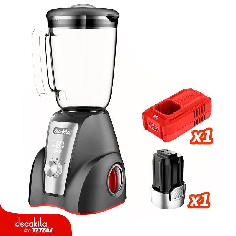 Licuadora Inalámbrica Gris 1.5L 300W 16V 2 Velocidades. Jarra de Plástico. Incluye Batería y cargador.