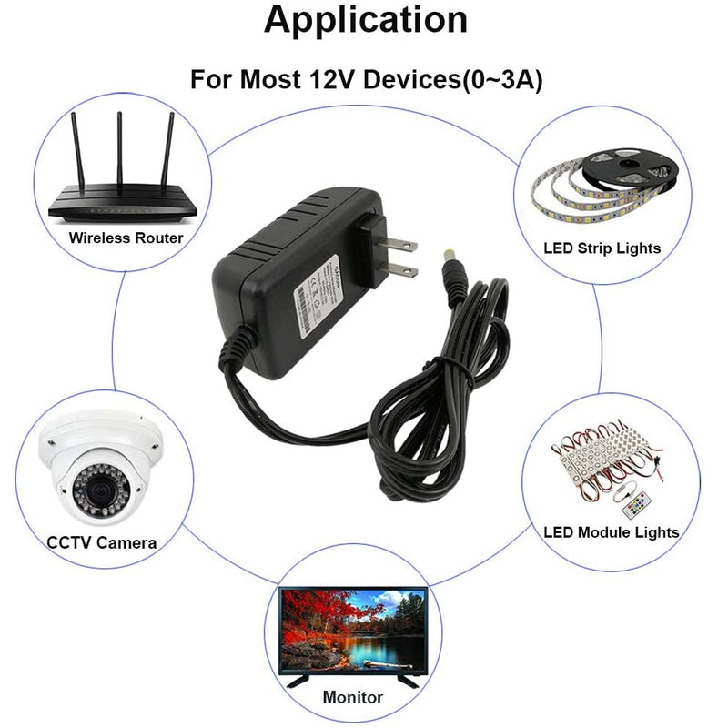 Adaptador de corriente DC 12V-2A US Plug.