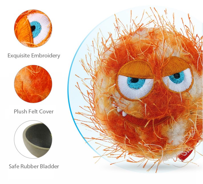 Pelota crazy ball tela naranja para mascota