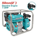 Bomba de Agua a Gasolina 7.0 HP, Diametro de Salida 50mm ( 2" ). Flujo max. 550 L/min ( Lift 28m ),