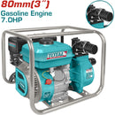 Bomba agua a gasolina 7.0 HP,salida 80mm diam. Flujo max. 1000L/min(lift 32m)