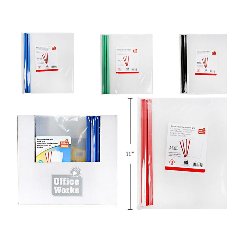 Carpeta o Cubierta de informe de PVC (3 piezas) 8.5x11 "4 (Viene en colores variados