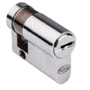 Cilindro Perfil Europeo de una Salida. Largo de 30 mm. Cuerpo Niquel