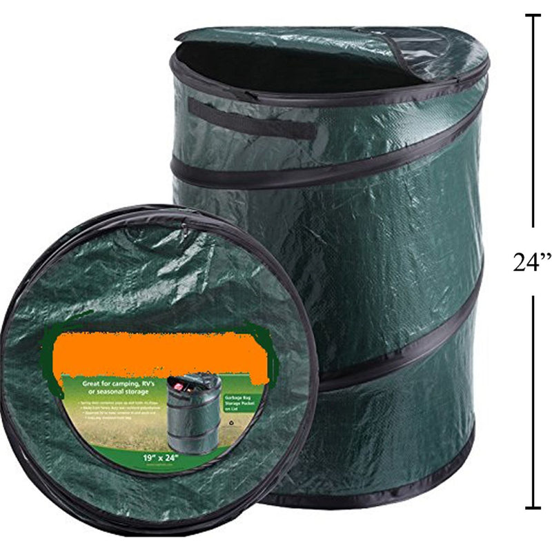 Bote de basura colapsable para acampar con cremallera y asa, 19 "x 24"