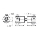 Conector doble para repisas de vidrio.