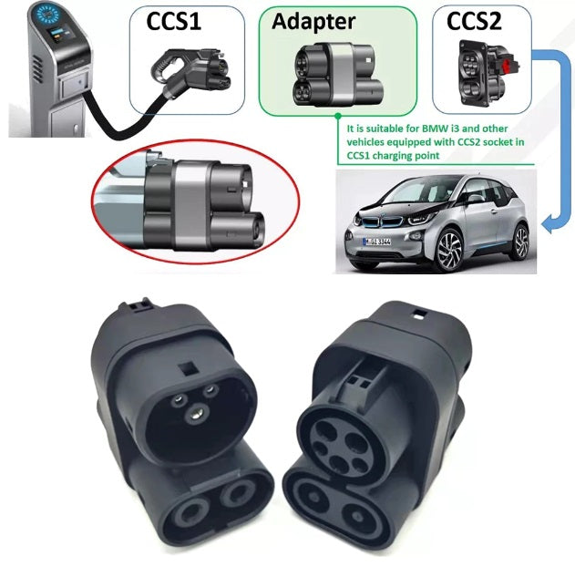 Adaptador de enchufe carga rápida DC CCS1 americano a puerto carro DC CCS2 Europeo