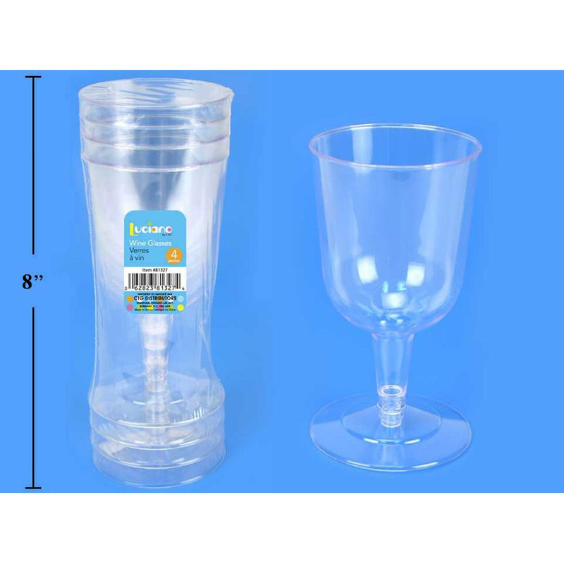Copas de vino de 4 piezas Luciano, transparentes en plastico