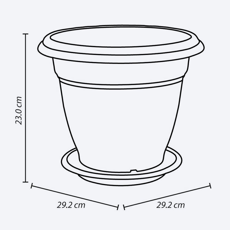 Macetera redonda con plato, de 30 cm, color terracota