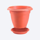 Macetera redonda con plato, de 30 cm, color terracota