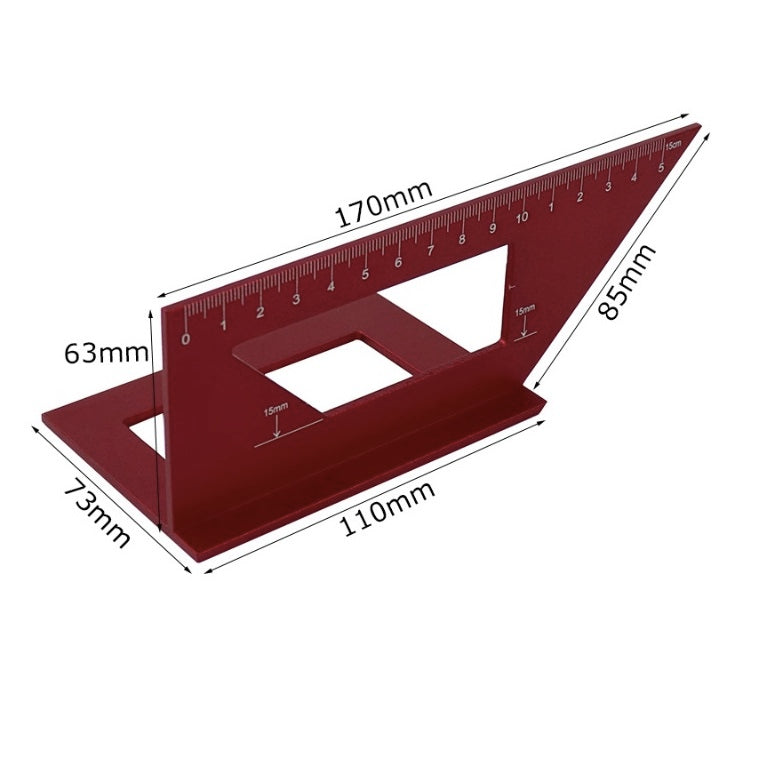 Regla aluminio de ángulo 45 y 90 grados, tipo escuadra para carpintería.