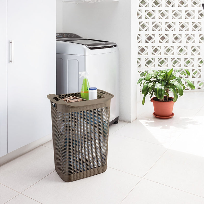Canasta para ropa linum, de 50l, color mocca