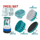 Cepillos para drill limpieza con accesorios. Incluye: Cepillos, almohadillas y soporte. Set de 7 piezas.