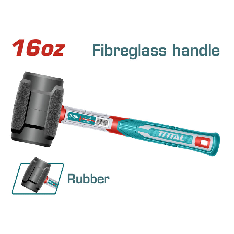 Martillo de goma 16oz Mango de Fibra de Vidrio No produce chispas.
