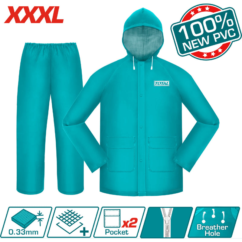 Traje de lluvia pantalon y sobretodo PVC+Polyester alta calidad. Espesor 0.33 mm Talla XXXL