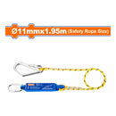 Línea de vida para arnés anticaídas absorbedor impacto con 2 ganchos mosquetones 11mmx1.95mm