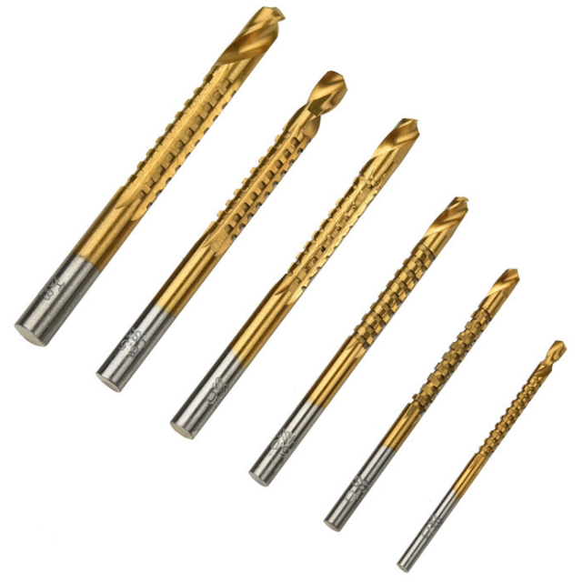 Juego 6 pzas brocas sierras fracturadas Revestidas en titanio 3/4/5/6/6.5/8mm