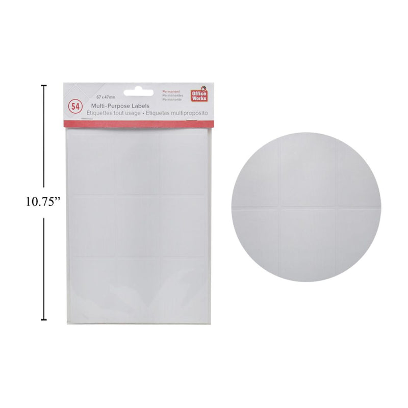 Etiqueta multipropósito, 54 piezas, 67x47 mm, PBH