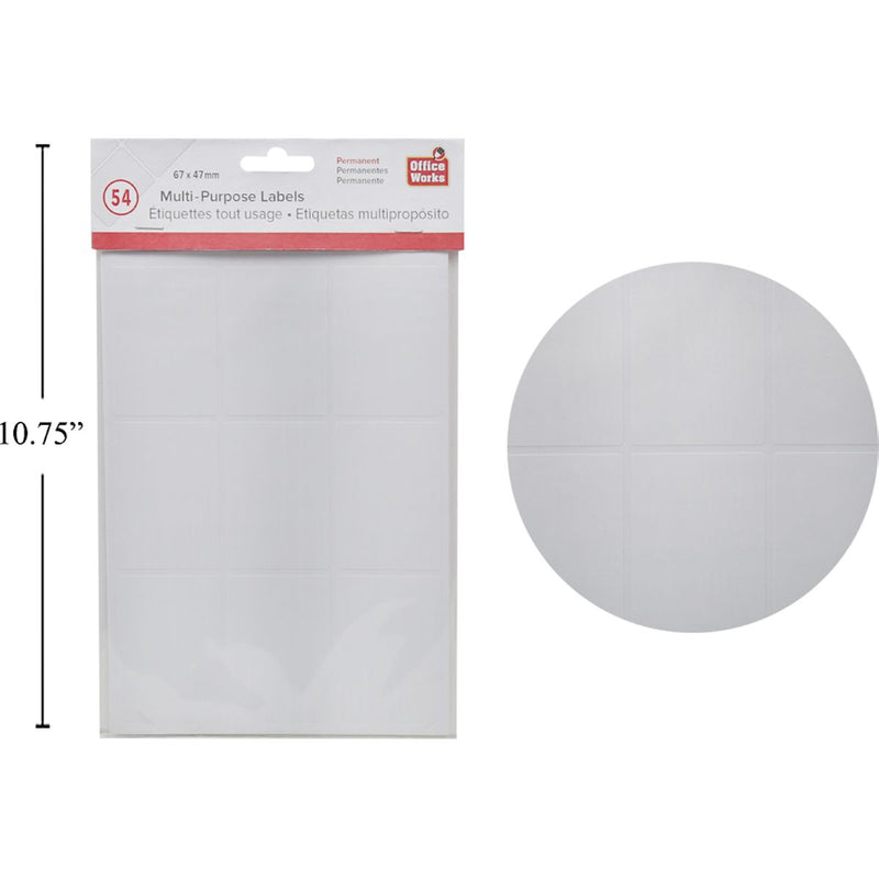 Etiqueta multipropósito, 54 piezas, 67x47 mm, PBH