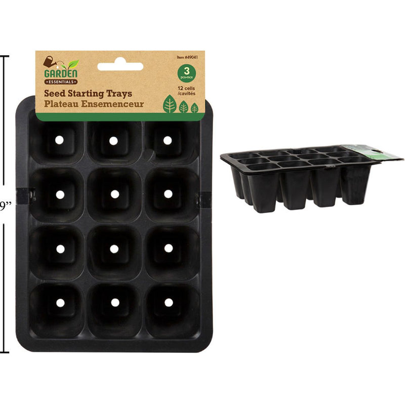 Bandeja de germinacion de semillas Garden E., paquete de 3, 12 celdas, 7 "x5.5" x2 "
