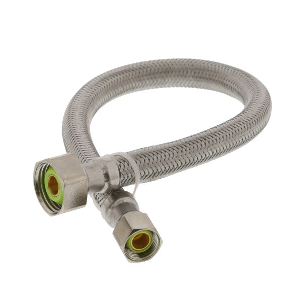 Tubo de abasto de acero inoxidable de 16" para lavamanos 3/8" x 1/2".