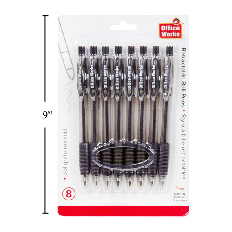 Paquete de 8 bolígrafos de 1 mm Agarre suave / Transparente, tinta negra