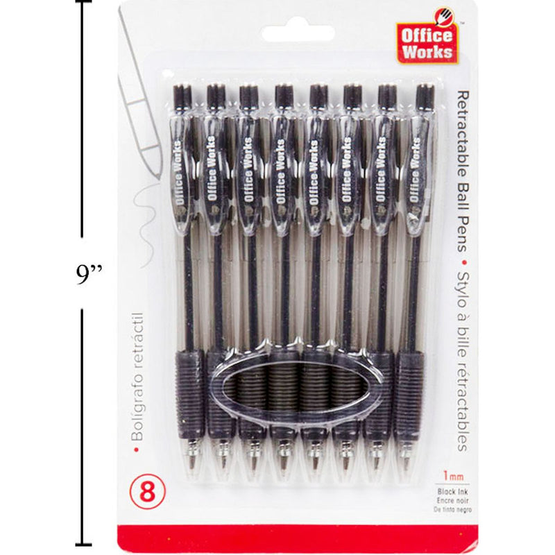 Paquete de 8 bolígrafos de 1 mm Agarre suave / Transparente, tinta negra