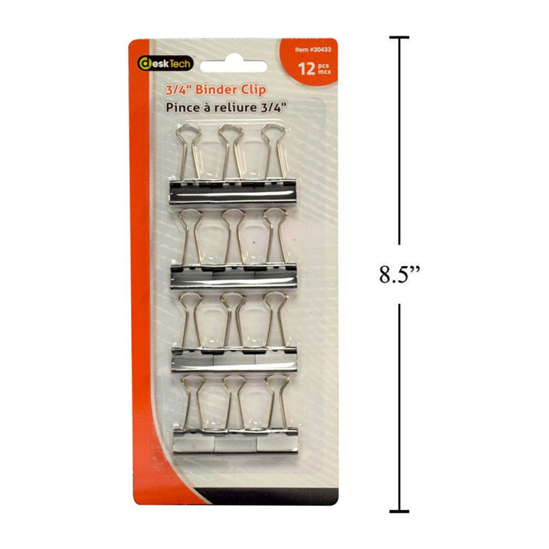 Desk Tech - Clip sujetapapeles para carpetas de 3/4 ", 12 piezas, Negro