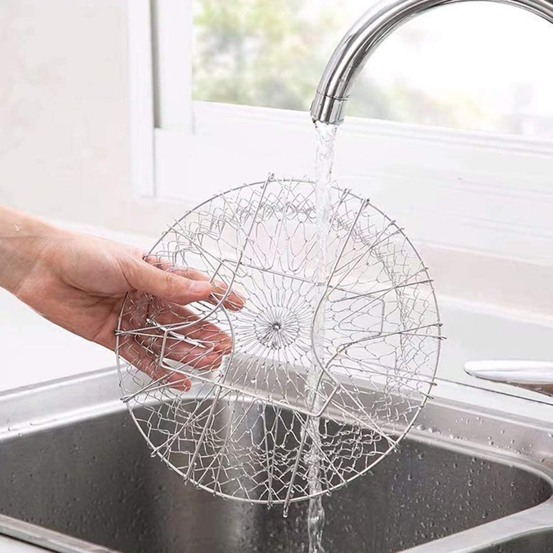 Cesta plegable de acero inoxidable multiproposito, 23.5x9.5Cm