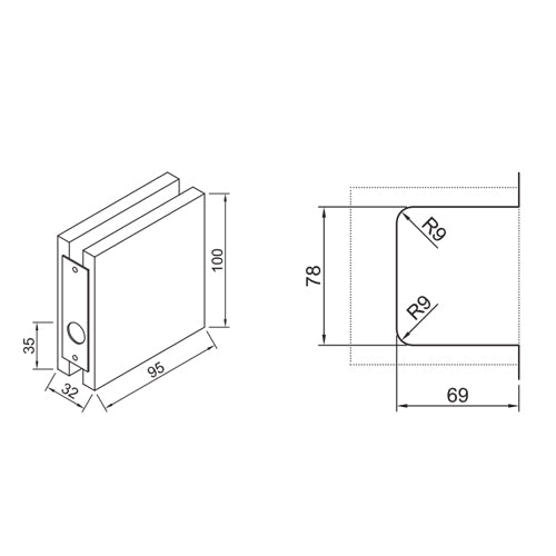 recibidor de cerradura cuadrada Satinado