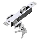 Cerradura de paleta para perfil angosto, con placa aluminio, doble cilindro ovalado con 3 llaves . C