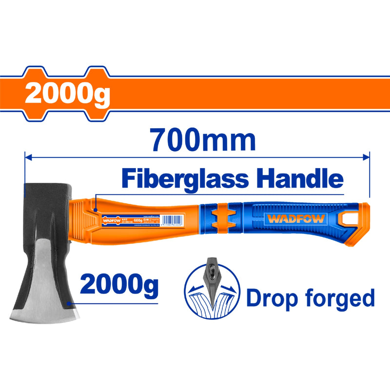 Hacha Avión. Mango fibra de vidrio. Forjada a golpe. 2000g Acero al carbono
