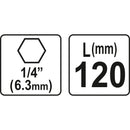 Portapuntas / adaptador magnético puntas hexagonales destornillador 1/4" x 120 mm