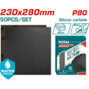 Lijas de agua Hoja P80 230x280mm Carburo de Silicio Impermeable Set 50 piezas. Ideal para lijadora.