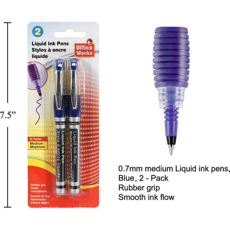 Bolígrafos de tinta líquida de 2 piezas, tinta azu