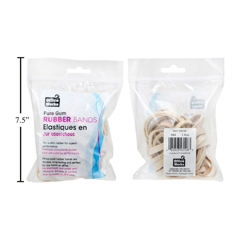 # 64 Bandas De Goma, 1.5 Oz, Bolsa Con Cierre Hermético