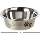 Tazón para mascotas de acero inoxidable de 8.25" exterior mate e impreso