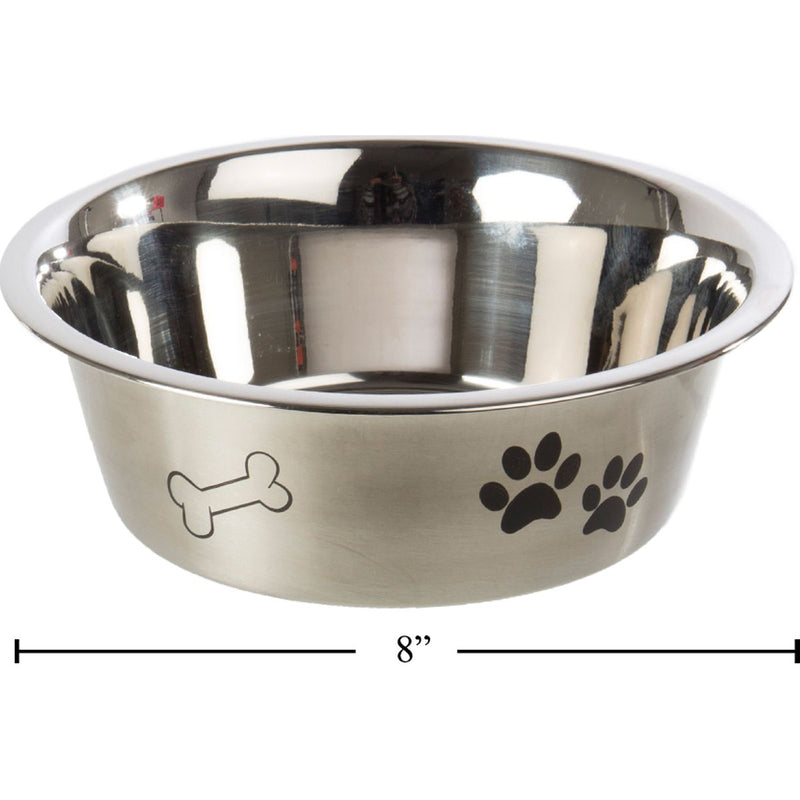 Tazón para mascotas de acero inoxidable de 8.25" exterior mate e impreso