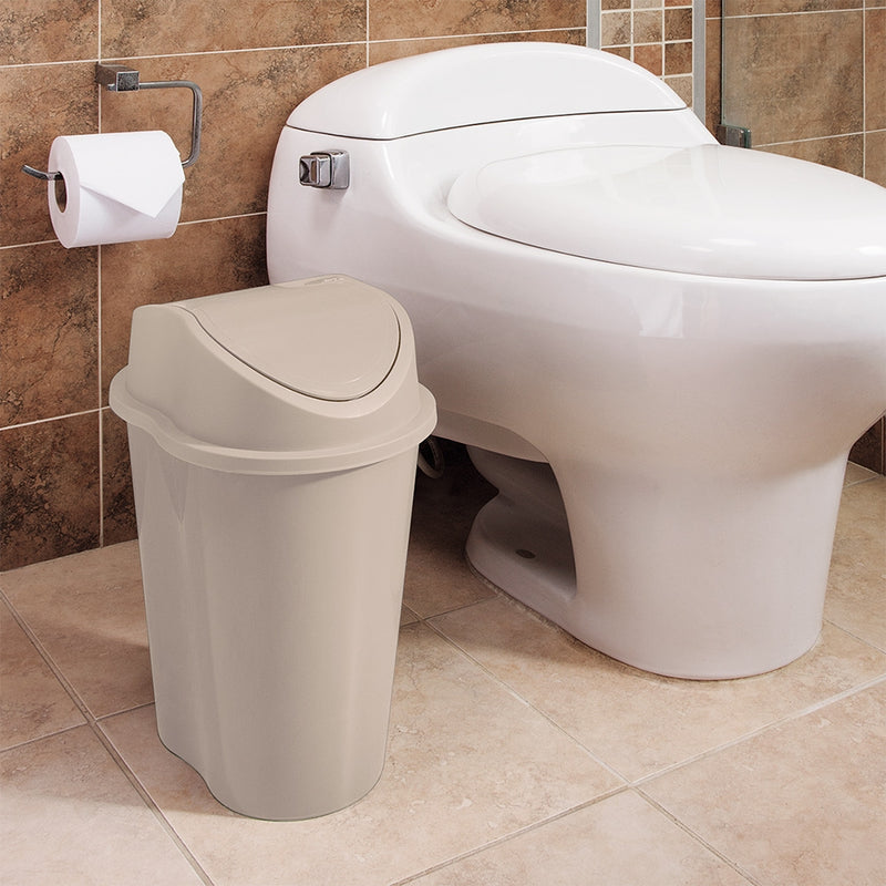 Papelera style con tapa vaivén, 10l, color taupe