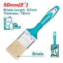 Brocha para pintar 2". Pintura a base de aceite. Largo: 57mm. Espesor: 18mm. Mango de goma.