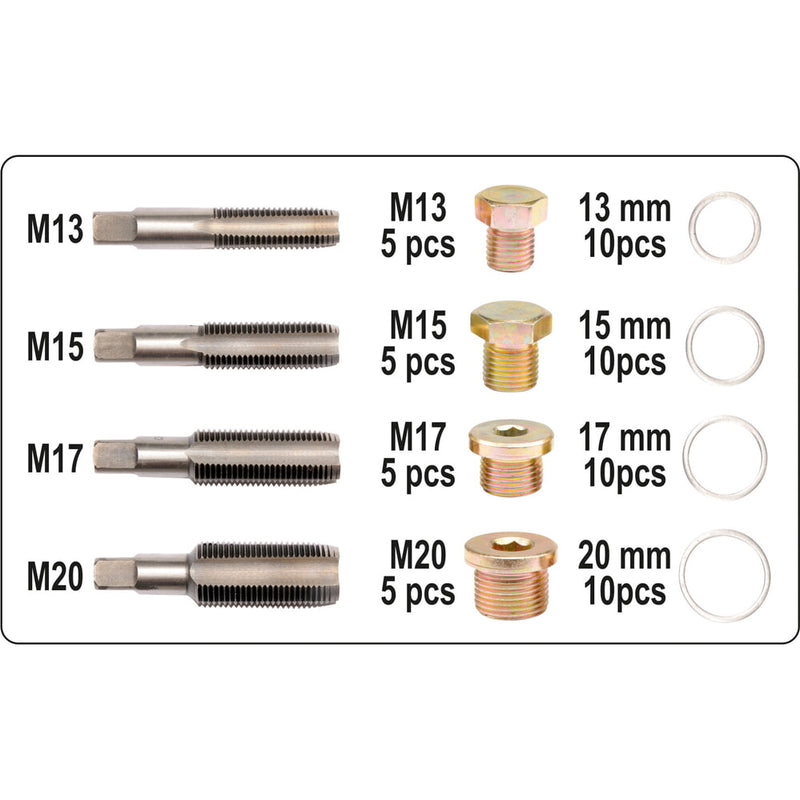 Kit de roscar recuperar roscas de tapón de aceite, para roscar cárter caja de cambios drenaje