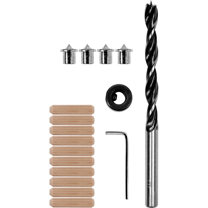 DowelJigKit kit de centrado tarugos de madera 6mm 17pzas