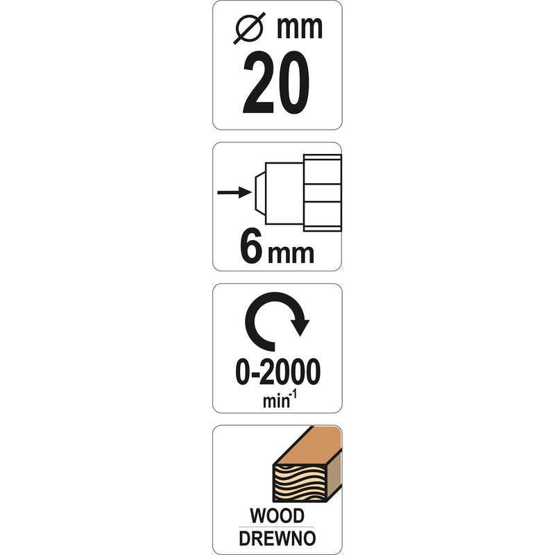 Fresa Lima Rotativa 20mm para madera Vástago 6mm. Para Motortool, Dremel