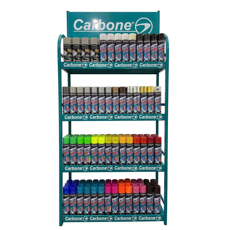 Exhibidor ferretero Carbone Espray L*A*ALT=800*300*1750mm. Capacidad 275 Latas pintura spray