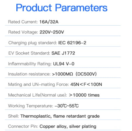 Adaptador de enchufe carga J1772 tipo1 a carro puerto Tipo 2 estandar Europeo