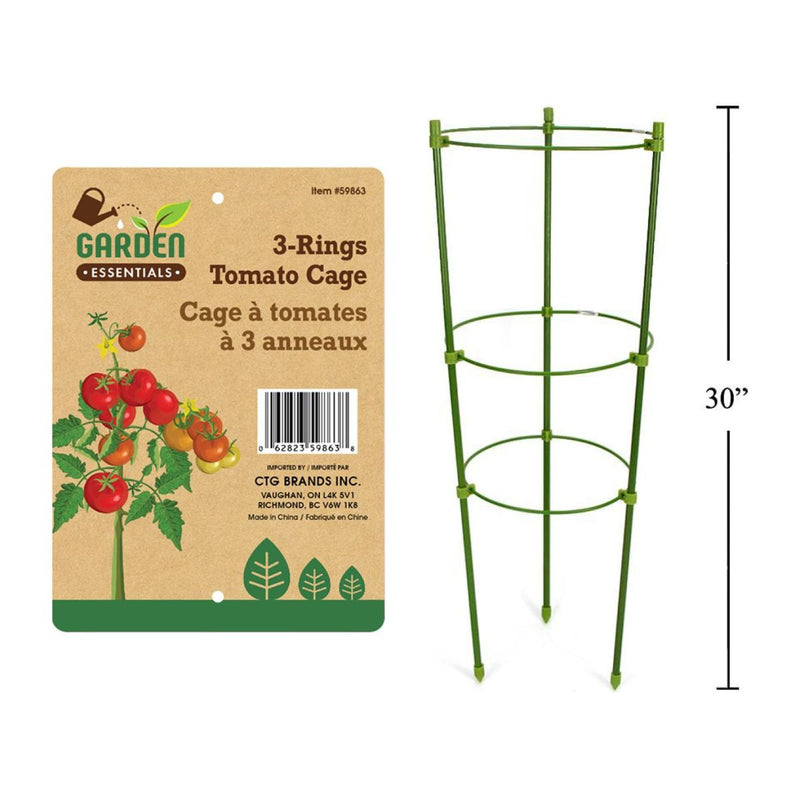 Garden E. Jaula de tomate con 3 anillos de 30 ", etiqueta colgante