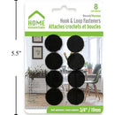 8pzas Sujetadores de cierre magico velcro, 3/4" redondos Negros