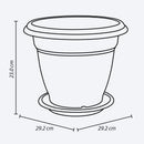 Macetera redonda con plato, de 30 cm, color wengué