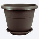 Macetera redonda con plato, de 30 cm, color wengué