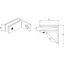 Clip para Vidrio, 90 grados, Pared - Vidrio, AISI304, SATIN